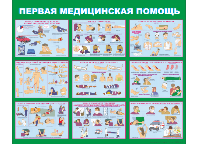 Информационный стенд "Первая медицинская помощь" размером 1150x950мм